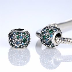 silver bead with blue-green zirconia silver bead with blue-green zirconia