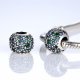 silver bead with blue-green zirconia
