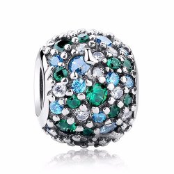 silver bead with blue-green zirconia silver bead with blue-green zirconia