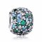 silver bead with blue-green zirconia