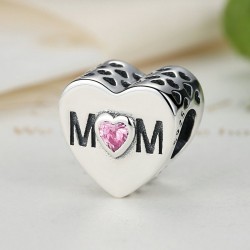 "MOM" silver bead with zirconia "MOM" silver bead with zirconia