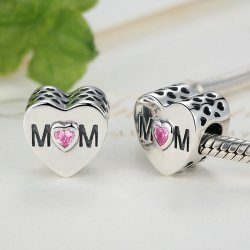 "MOM"  silver bead with zirconia "MOM"  silver bead with zirconia