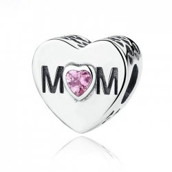 "MOM"  silver bead with zirconia "MOM"  silver bead with zirconia