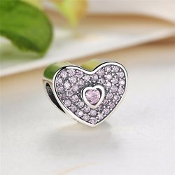 Heart bead with pink zirconia