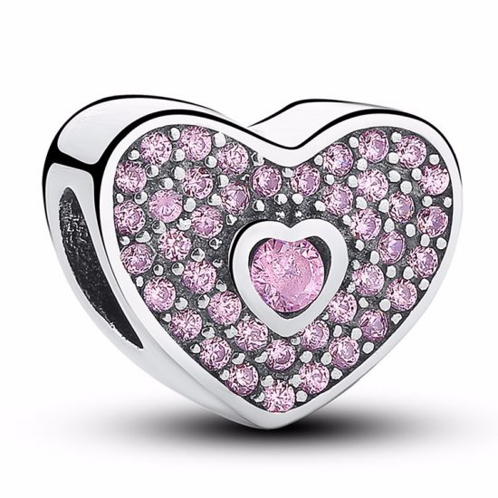 Heart bead with pink zirconia