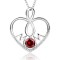 beautiful  heart pendant for mom in sterling silver &  red cubic zirconia
