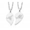 Silver Broken Heart Initial Couple Necklace