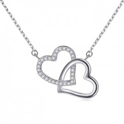 Intertwined hearts pendant necklace with zircon stones  Intertwined hearts pendant necklace with zircon stones