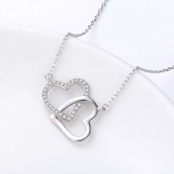 Intertwined hearts pendant necklace with zircon stones  Intertwined hearts pendant necklace with zircon stones