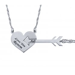 Sterling Silver Heart And Arrow Couple Necklace Sterling Silver Heart And Arrow Couple Necklace