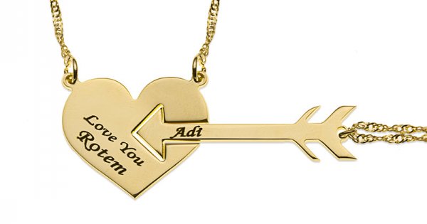 18k Gold Plated Heart And Arrow Couple Necklace Envyher Personalized Jewelry