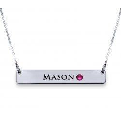 Sterling Silver Bar Necklace With Swarovski Birthstone Sterling Silver Bar Necklace With Swarovski Birthstone