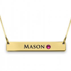 Bar Necklace With Swarovski Birthstone Bar Necklace With Swarovski Birthstone