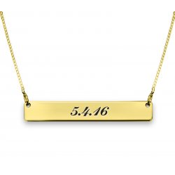 Gold Plated Two-Sided Engraved Bar Necklace Gold Plated Two-Sided Engraved Bar Necklace