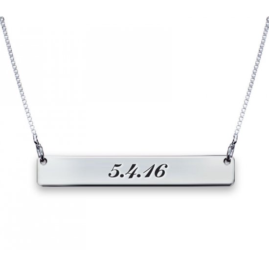 Two sides engraved bar necklace