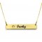 Gold Bar Engraved Necklace With Swarovski Birthstone
