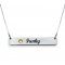 Silver bar Engraved Necklace With Swarovski Birthstone