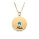 Engraved Disc Necklace With Birthstone 