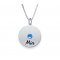Engraved Silver Disc Necklace with Birthstone