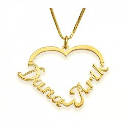 Two Names & Heart Necklace Two Names & Heart Necklace