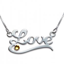 Sterling Silver Classic Name Necklace With Underline And Swarovski Birthstone Sterling Silver Classic Name Necklace With Underline And Swarovski Birthstone