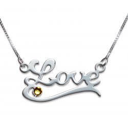 Sterling Silver Classic Name Necklace With Underline And Swarovski Birthstone Sterling Silver Classic Name Necklace With Underline And Swarovski Birthstone