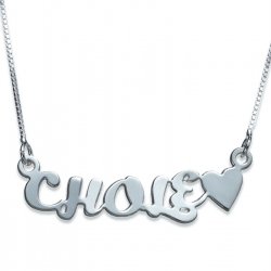 Silver Name and Heart Necklace Silver Name and Heart Necklace