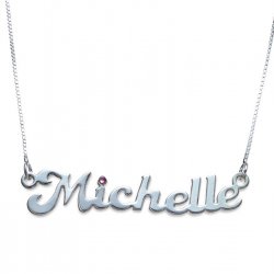 Sterling silver Name Necklace with Swarovski Birthstone Sterling silver Name Necklace with Swarovski Birthstone