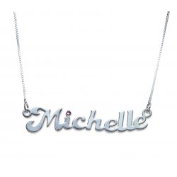 Sterling silver Name Necklace with Swarovski Birthstone Sterling silver Name Necklace with Swarovski Birthstone