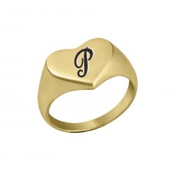18K Gold Plated Heart Shaped Signet Ring 18K Gold Plated Heart Shaped Signet Ring