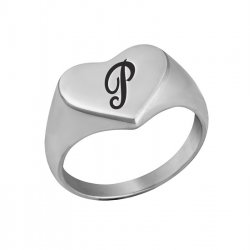 Sterling Silver Heart Shaped Signet Ring
