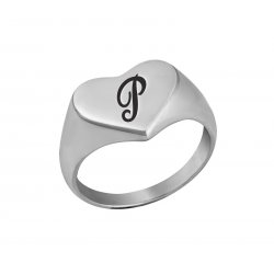 Sterling Silver Heart Shaped Signet Ring Sterling Silver Heart Shaped Signet Ring