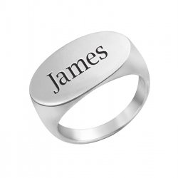 Long Oval Signet Ring in Sterling Silver