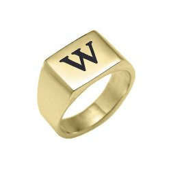 18K Gold Plated Engraved Rectangle Ring