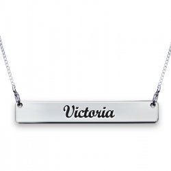 Engraved Silver Bar Necklace Engraved Silver Bar Necklace