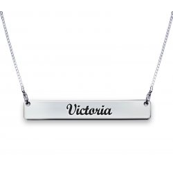 Engraved Silver Bar Necklace Engraved Silver Bar Necklace