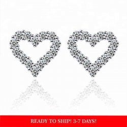 Heart- Shape Design Sterling Silver Full Cubic zircon  Diamond Earrings  Heart- Shape Design Sterling Silver Full Cubic zircon  Diamond Earrings