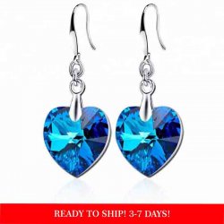Heart-shape Ocean Blue Austrian Crystal earrings  Heart-shape Ocean Blue Austrian Crystal earrings