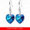 Heart-shape Ocean Blue Austrian Crystal earrings 